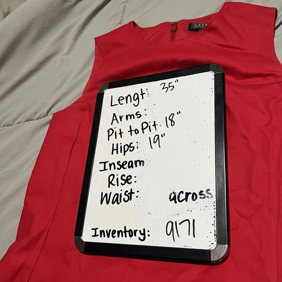 Lauren Ralph Lauren Red Sleeveless Sheath Dress Womens Size 6 Career Business - Picture 10 of 10